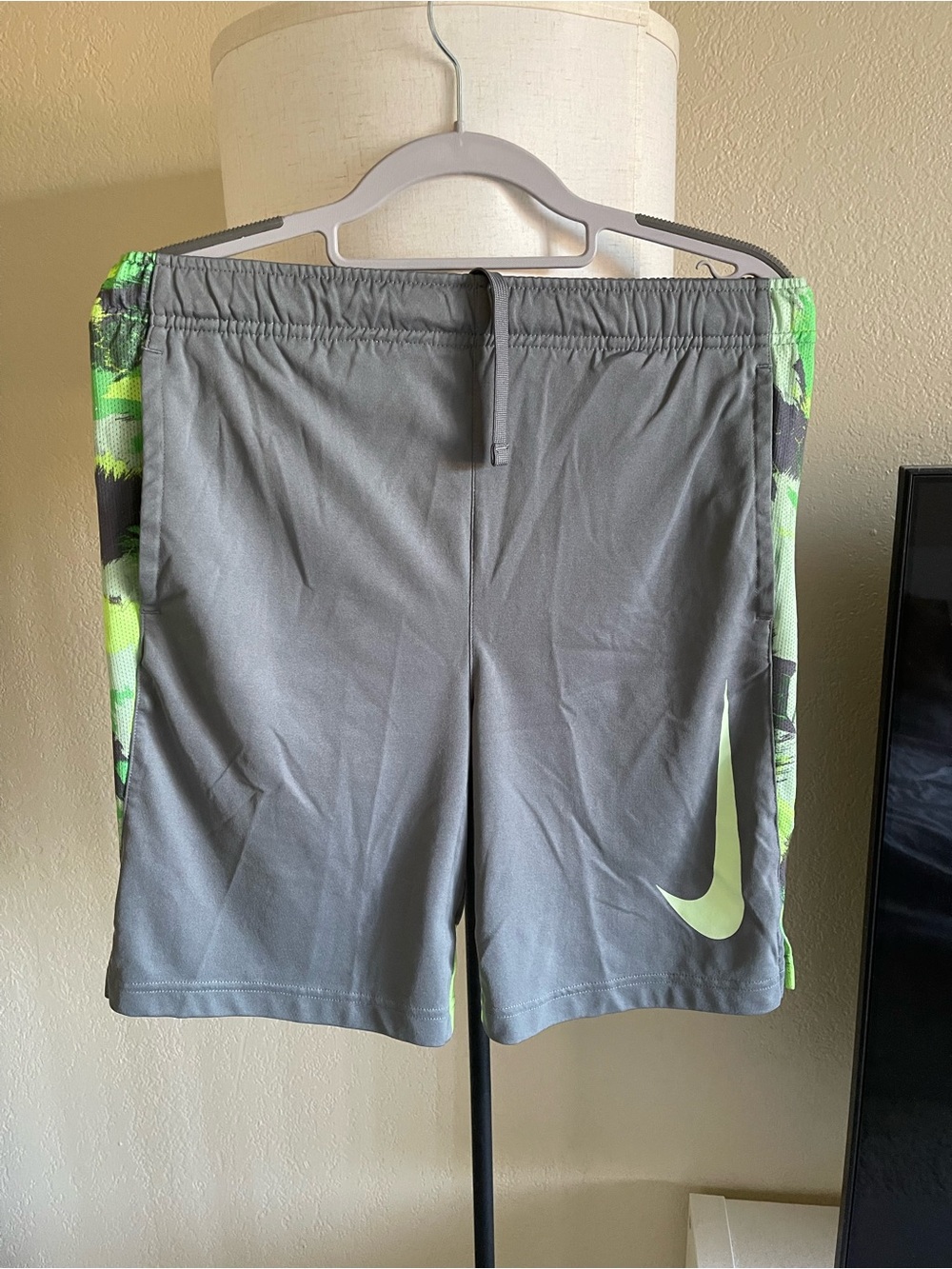 Nike Gray Shorts with Neon Green Accents